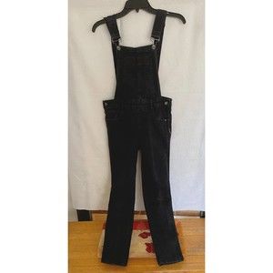 Dollhouse Juniors' Skinny Denim Side Zipper Overalls Black Sz 9